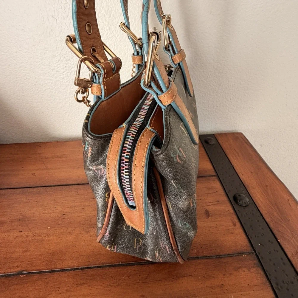 Vintage Dooney And Small Hand Bag Monogram Colorful READ
